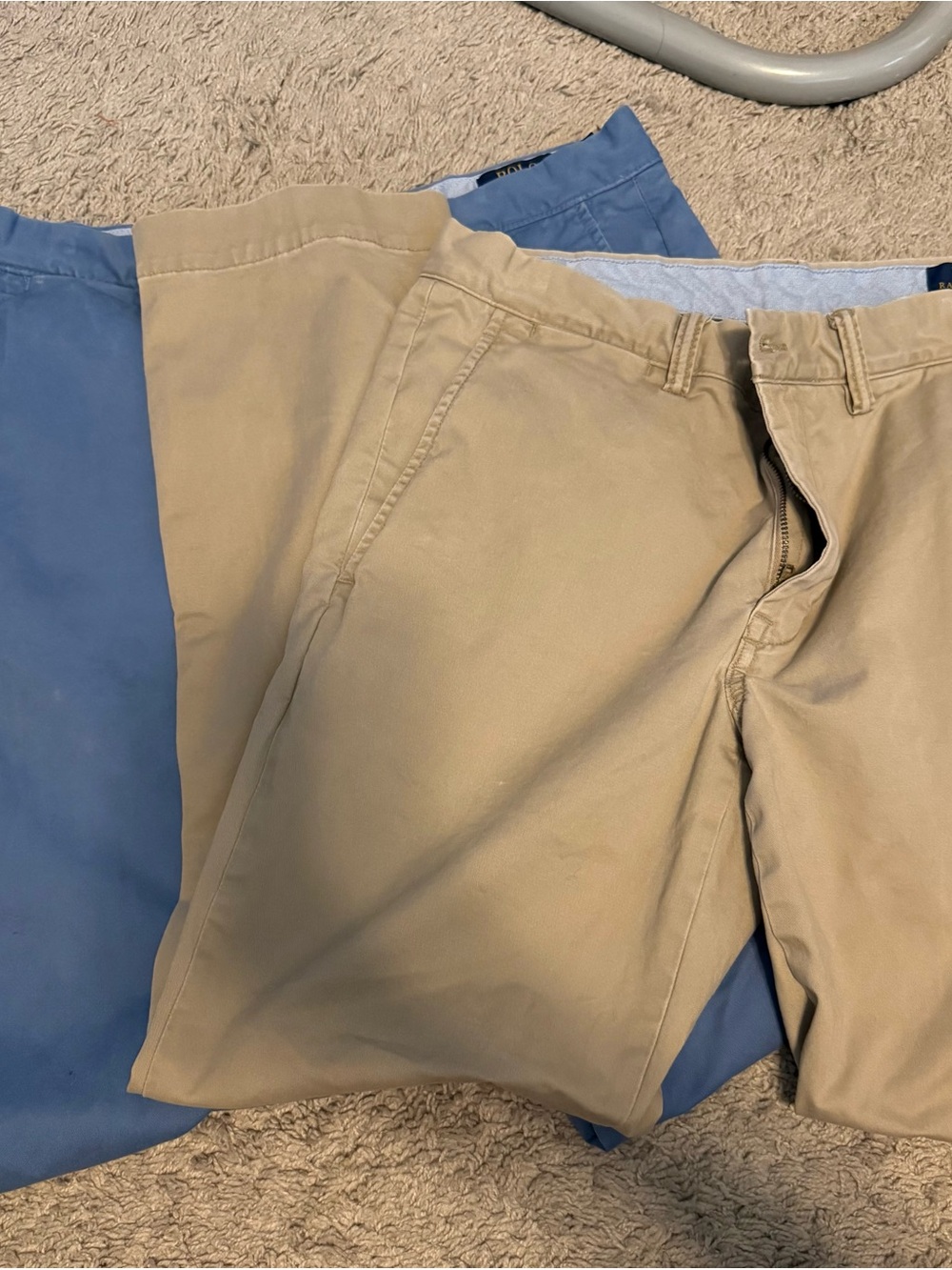 2 Men's Ralph Lauren Khaki and Blue Chino Pants
